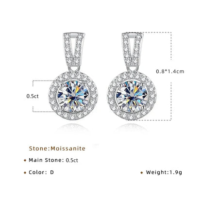 2Ct Moissanite Necklace Earrings Set Sterling Silver 925 Wedding Jewelry