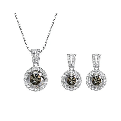 2Ct Moissanite Necklace Earrings Set Sterling Silver 925 Wedding Jewelry