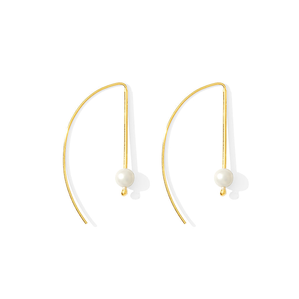 Freshwater Pearl Hook Earrings Gold Plated Recycled Shell Minimalist Jewelry