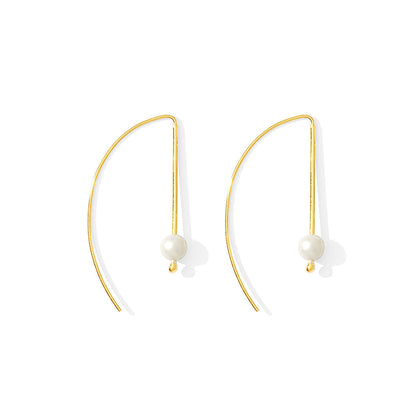Freshwater Pearl Hook Earrings Gold Plated Recycled Shell Minimalist Jewelry