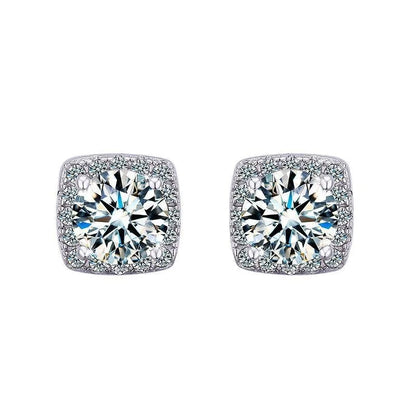 Moissanite Stud Earrings 925 Sterling Silver Round Cut Classic Women's Jewelry
