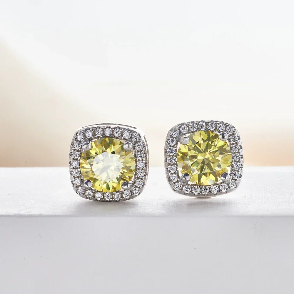 Moissanite Stud Earrings 925 Sterling Silver Round Cut Classic Women's Jewelry