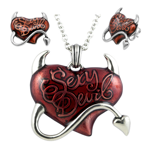 Red Heart Necklace And Earrings Set Romantic Jewelry